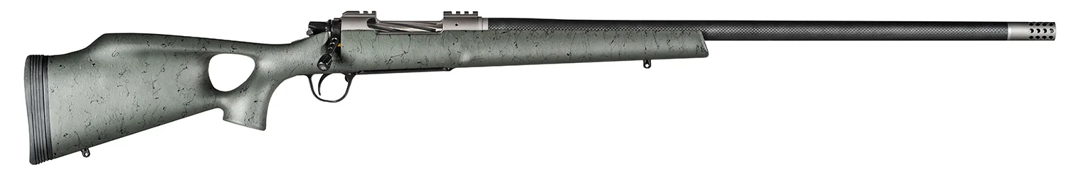 Christensen Arms CA10269315322 Summit TI Full Size 7mm Rem Mag 3+1, 26" Natural Titanium Steel Threaded Barrel, Natural Titanium Aluminum Receiver, Green w/Black Webbing Fixed Thumbhole Stock