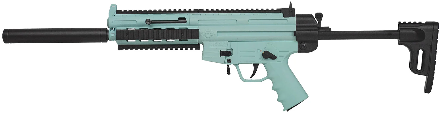 ATI GERGGSG1610M GSG-16 22LR 10+1 16.25" Black Non-Threaded Barrel, Mint Green Picatinny Rail Polymer Receiver, M-LOK Handguards, Collapsible w/Storage Compartment Black Synthetic Stock, Mint Polymer