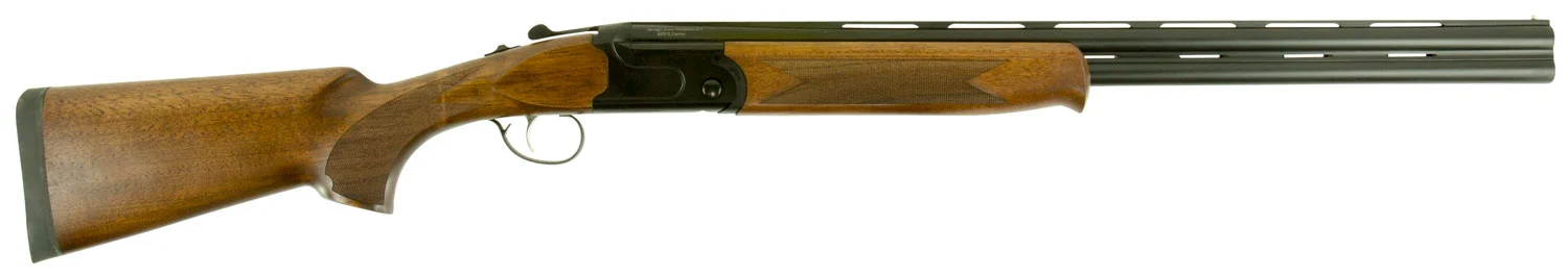 Stevens 22154 555 Compact 20 Gauge Break Open 3" 2rd 24" Black Satin Over/Under Vent Rib Barrel, Satin Black Aluminum Receiver, Fixed Satin Turkish Walnut Stock, Ambidextrous