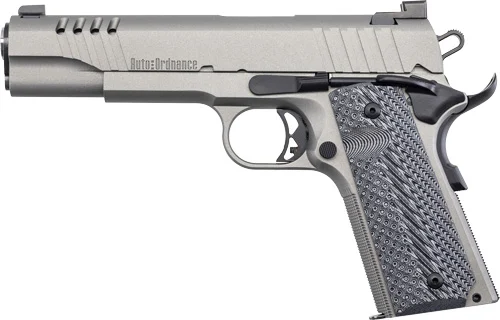 AUTO-ORDNANCE 1911A1 45ACP - STAINLESS NGT SGT RUBBER GRIPS