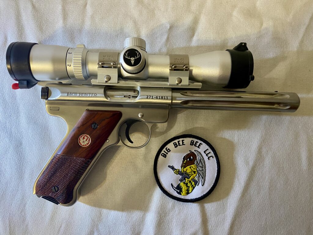 Used Ruger Mark III Hunter .22 LR Pistol w/ Bushnell Trophy XLT 2-6x32 Scope, Weaver Rings & 1 Magazine
