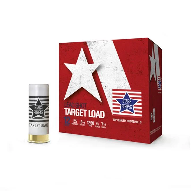 Star & Stripes Target Load Shotshells 12ga 2-3/4″ 7/8oz 1250 fps #7.5 25/ct