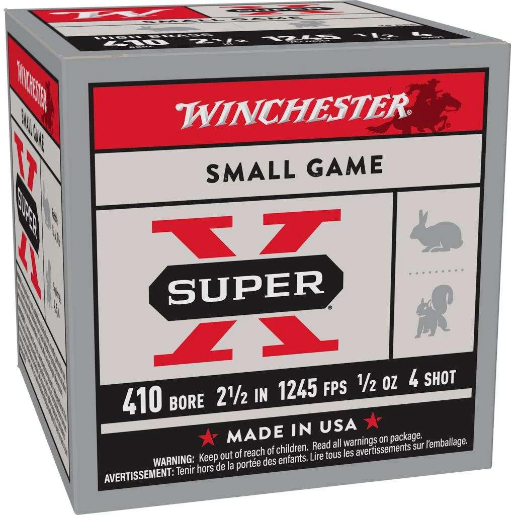 Winchester Super-X High-Brass Shotshells .410 ga 2-1/2" 1/2 oz 1245 fps #4 25/ct